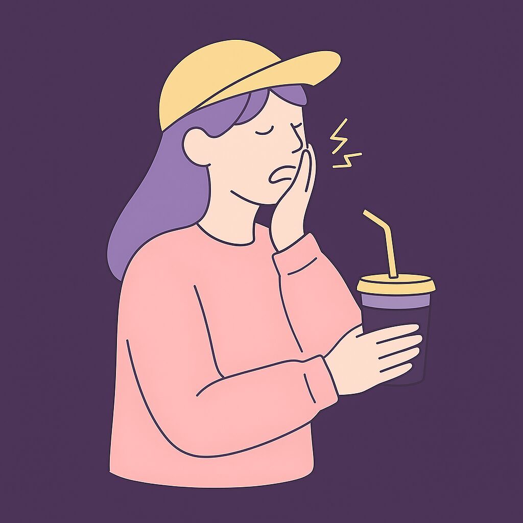 illustrasjon av kvinne med ising i tennene