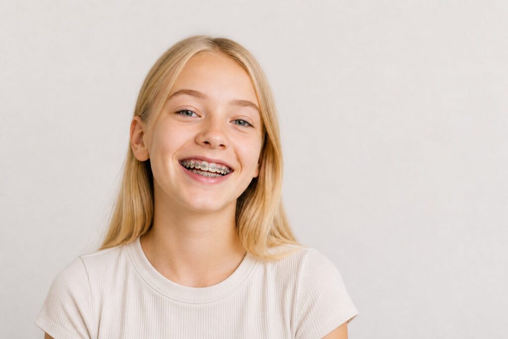 ung jente med tannregulering