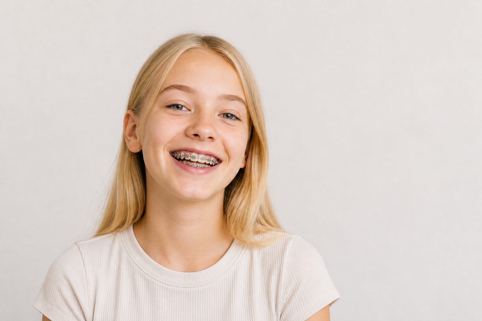 ung jente med tannregulering